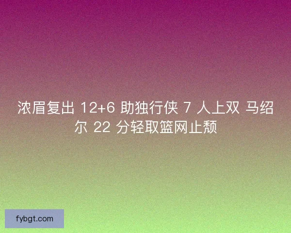 浓眉复出 12+6 助独行侠 7 人上双 马绍尔 22 分轻取篮网止颓